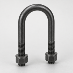 Generated representative ASTM A193 Grade B16 alloy-steel U-bolt with round bend, threaded legs, heavy hex nuts, and flat washers