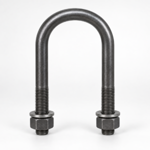 Generated representative ASTM A193 Grade B7 alloy-steel U-bolt with round bend, threaded legs, heavy hex nuts, and flat washers