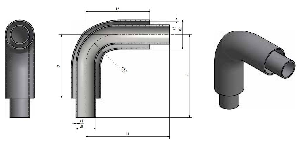 Coaxial stainless steel fittings-90 degree elbow dimensions